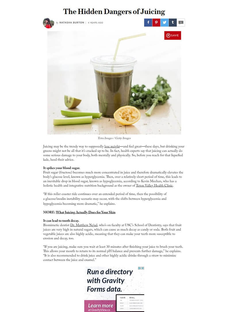 SC MAY 2015 The Hidden Dangers of Juicing | Comments by Dr. Matt Nejad Beverly Hills Read more