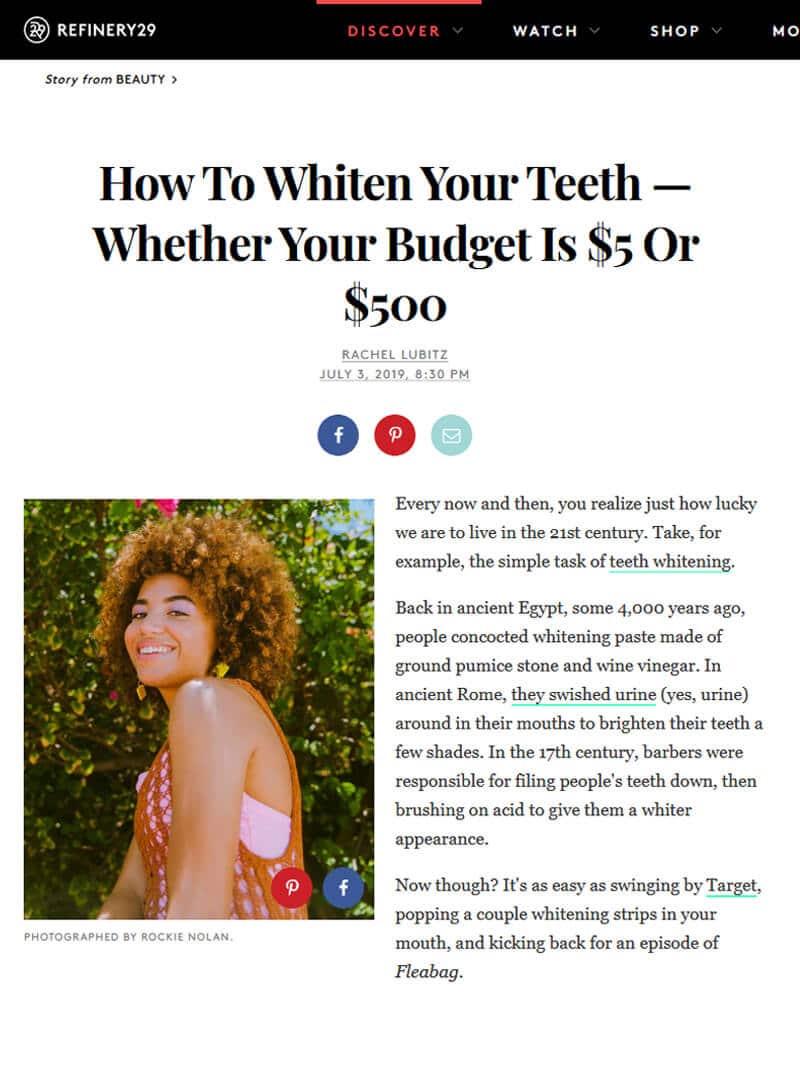 refinery29 JUL 2019 How To Whiten Your Teeth — Whether Your Budget Is $5 Or $500 Read more